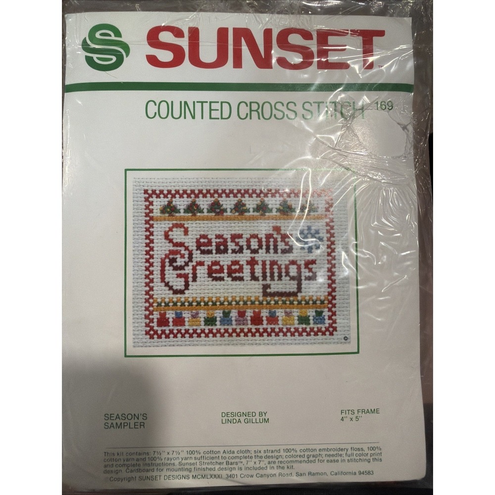 Sunset Counted Cross Stitch  4"x5" Seasons Sampler  By Linda Gillum Sealed